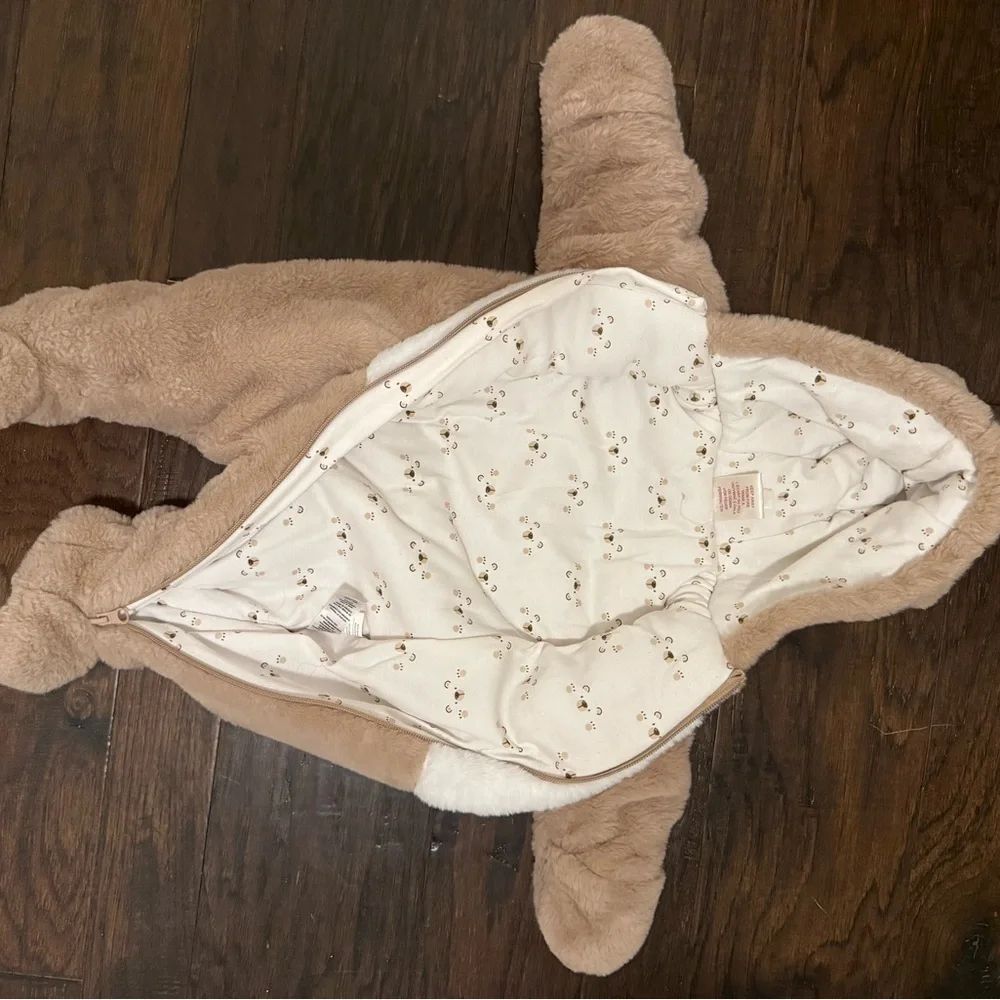 Cozy Tan Bear Onesie for Baby